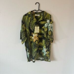 Tommy Bahama Men’s XL Hawaiian Shirt NWT Palm Floral Green Silk Camp Shirt